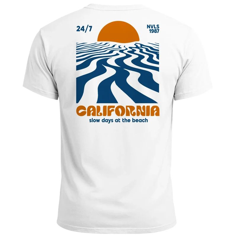Backprint TShirt Herren California Beach Retro Sommer Grafikshirt Baumwolle Fashion Streetstyle Fashion