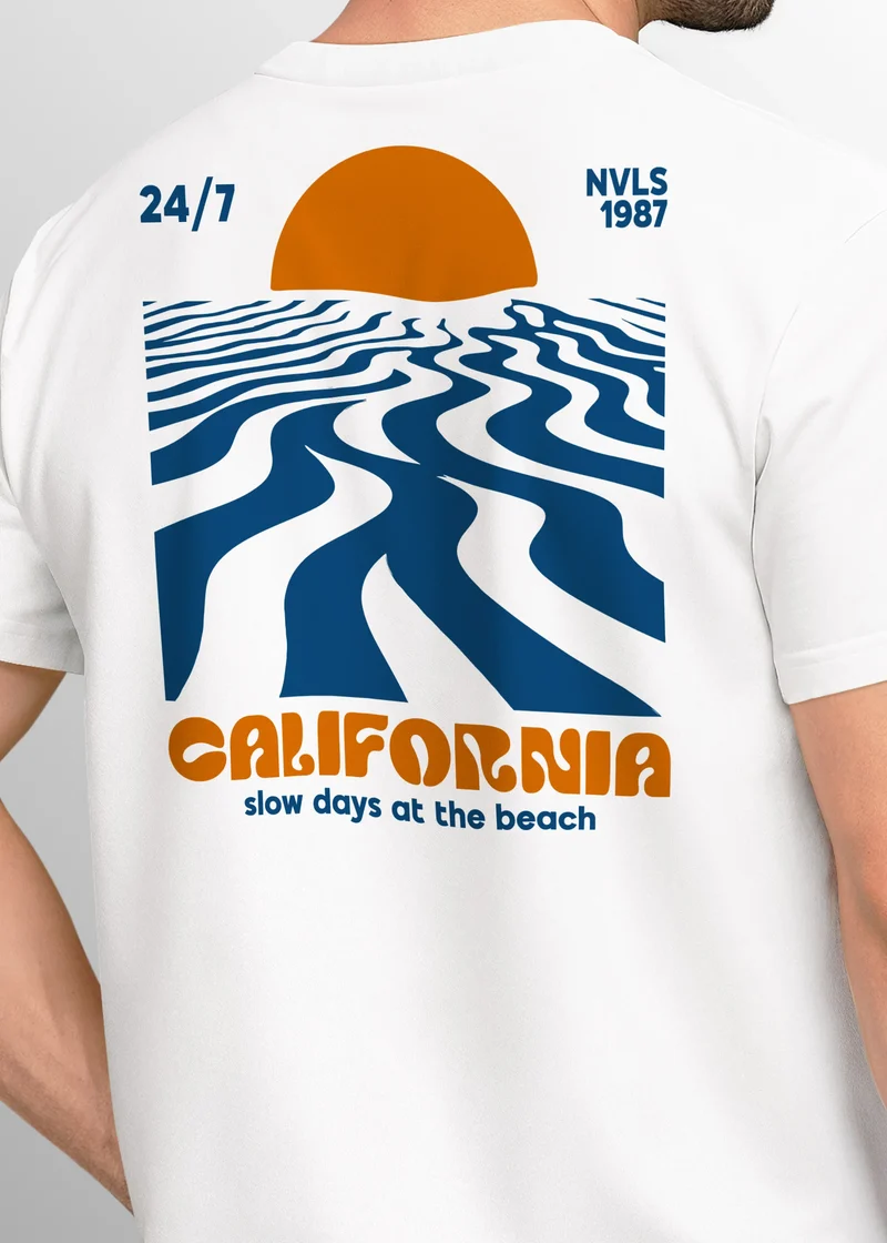 Backprint TShirt Herren California Beach Retro Sommer Grafikshirt Baumwolle Fashion Streetstyle Fashion