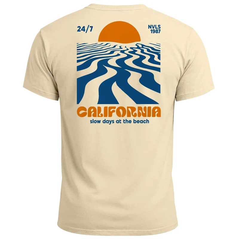 Backprint TShirt Herren California Beach Retro Sommer Grafikshirt Baumwolle Fashion Streetstyle Fashion