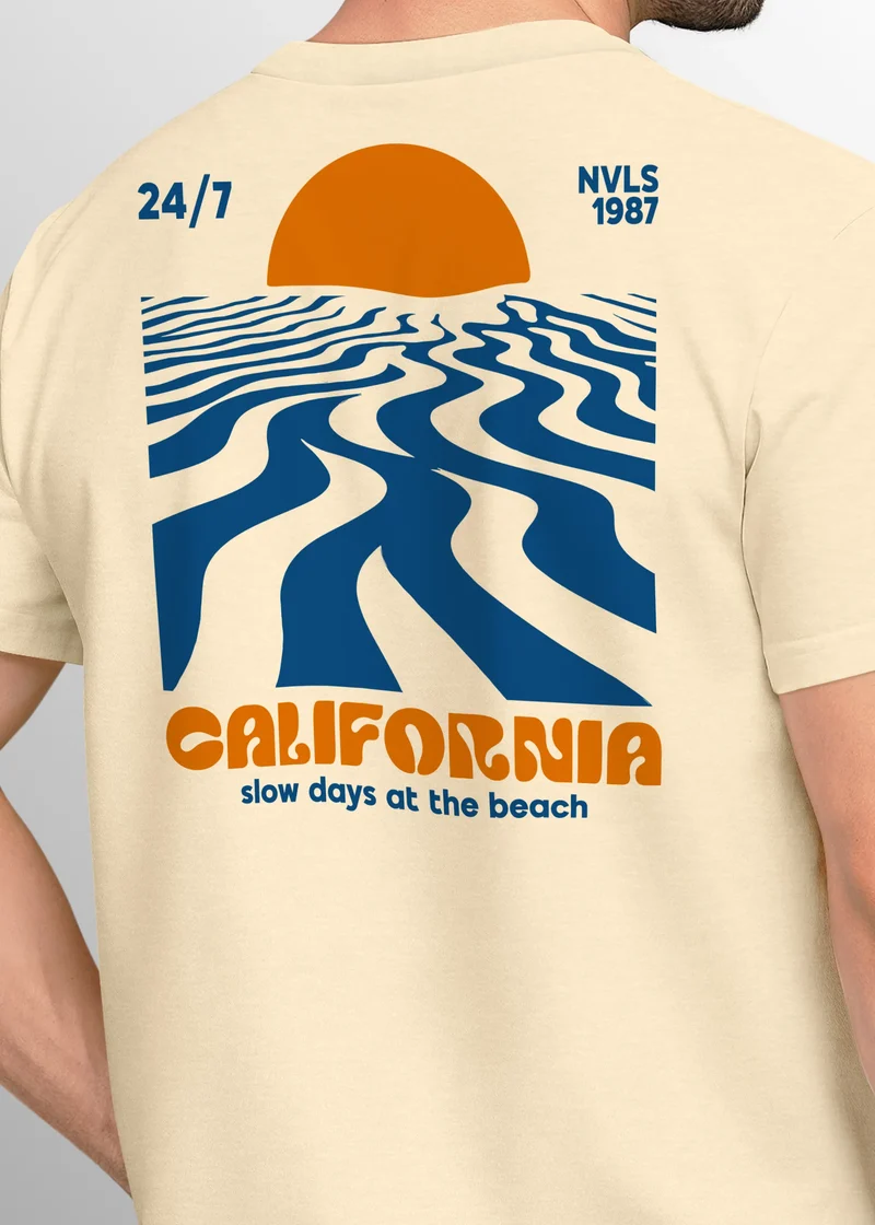 Backprint TShirt Herren California Beach Retro Sommer Grafikshirt Baumwolle Fashion Streetstyle Fashion