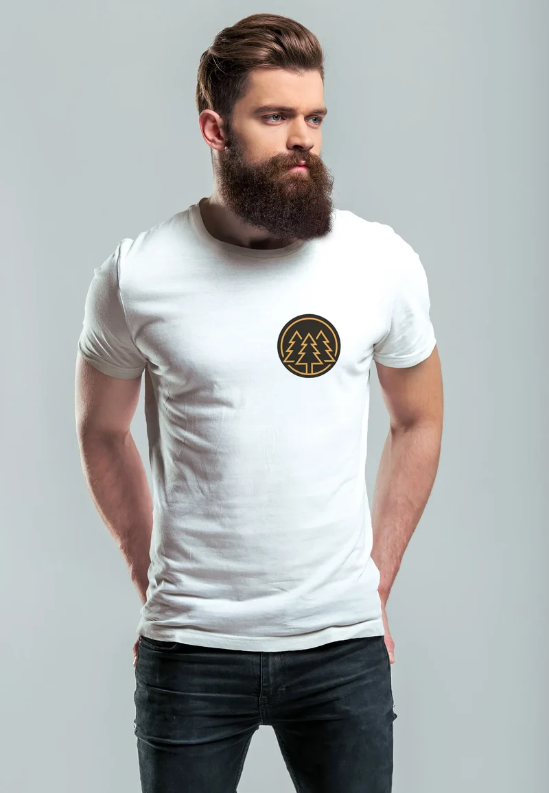 Herren T-Shirt Print Logo Wald Bäume Outdoor Wandern Motiv Fashion Streetstyle Fashion Streetstyle