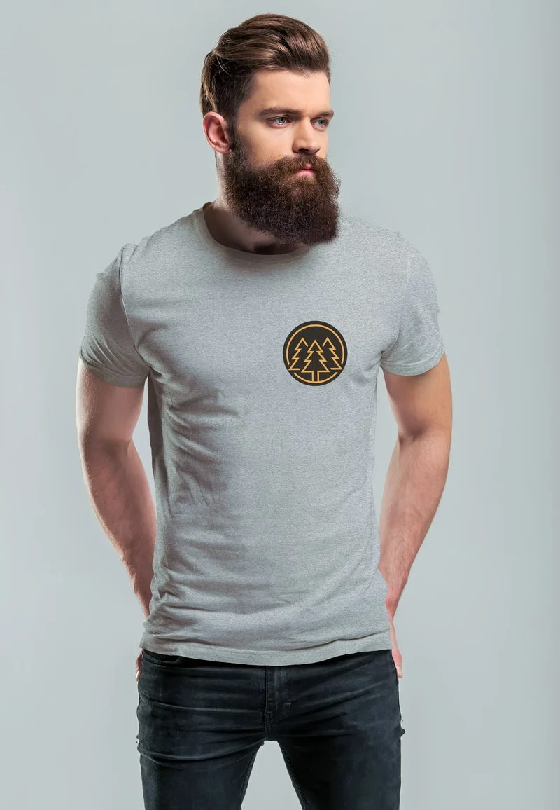 Herren T-Shirt Print Logo Wald Bäume Outdoor Wandern Motiv Fashion Streetstyle Fashion Streetstyle
