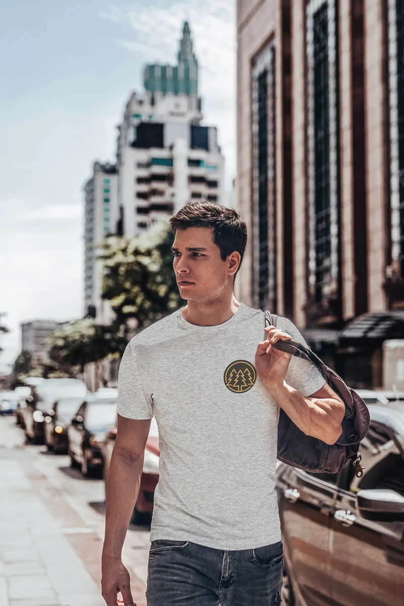 Herren T-Shirt Print Logo Wald Bäume Outdoor Wandern Motiv Fashion Streetstyle Fashion Streetstyle