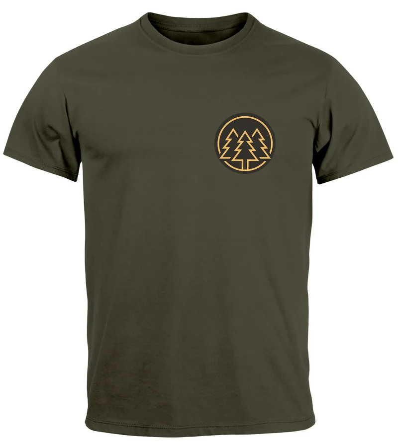 Herren T-Shirt Print Logo Wald Bäume Outdoor Wandern Motiv Fashion Streetstyle Fashion Streetstyle