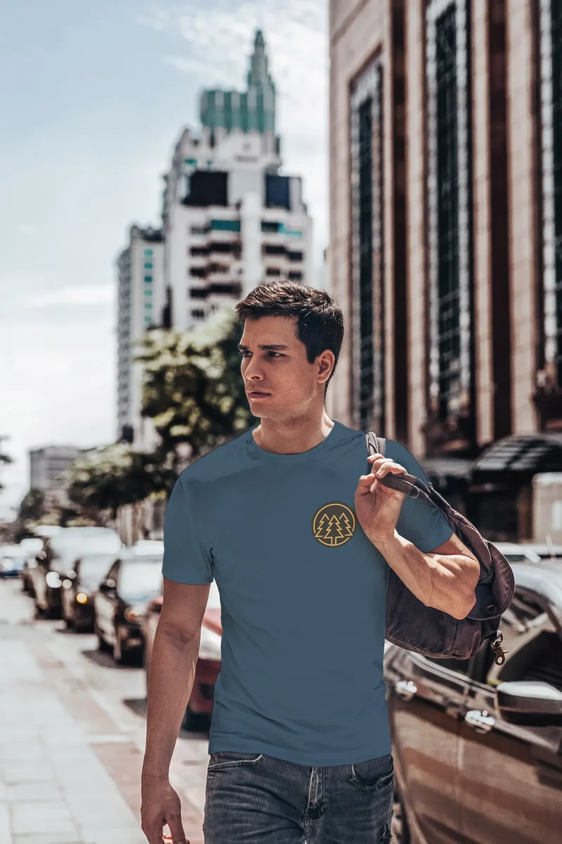 Herren T-Shirt Print Logo Wald Bäume Outdoor Wandern Motiv Fashion Streetstyle Fashion Streetstyle