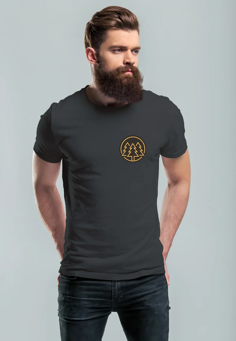 Herren T-Shirt Print Logo Wald Bäume Outdoor Wandern Motiv Fashion Streetstyle Fashion Streetstyle