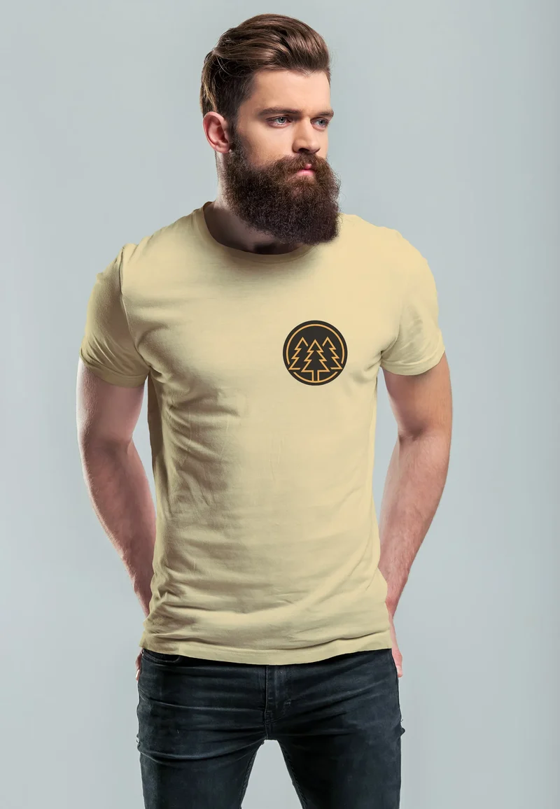 Herren T-Shirt Print Logo Wald Bäume Outdoor Wandern Motiv Fashion Streetstyle Fashion Streetstyle