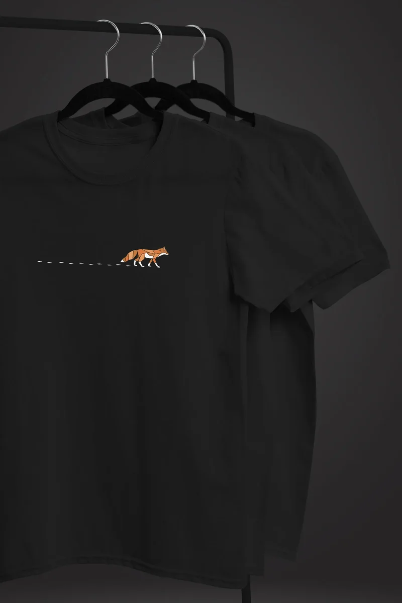 Herren T-Shirt Fuchs Fox Wald Tiermotiv Logo Print Badge Fashion Streetstyle