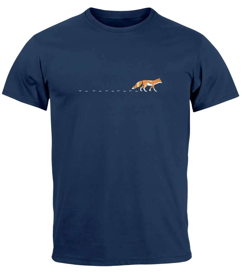 Herren T-Shirt Fuchs Fox Wald Tiermotiv Logo Print Badge Fashion Streetstyle