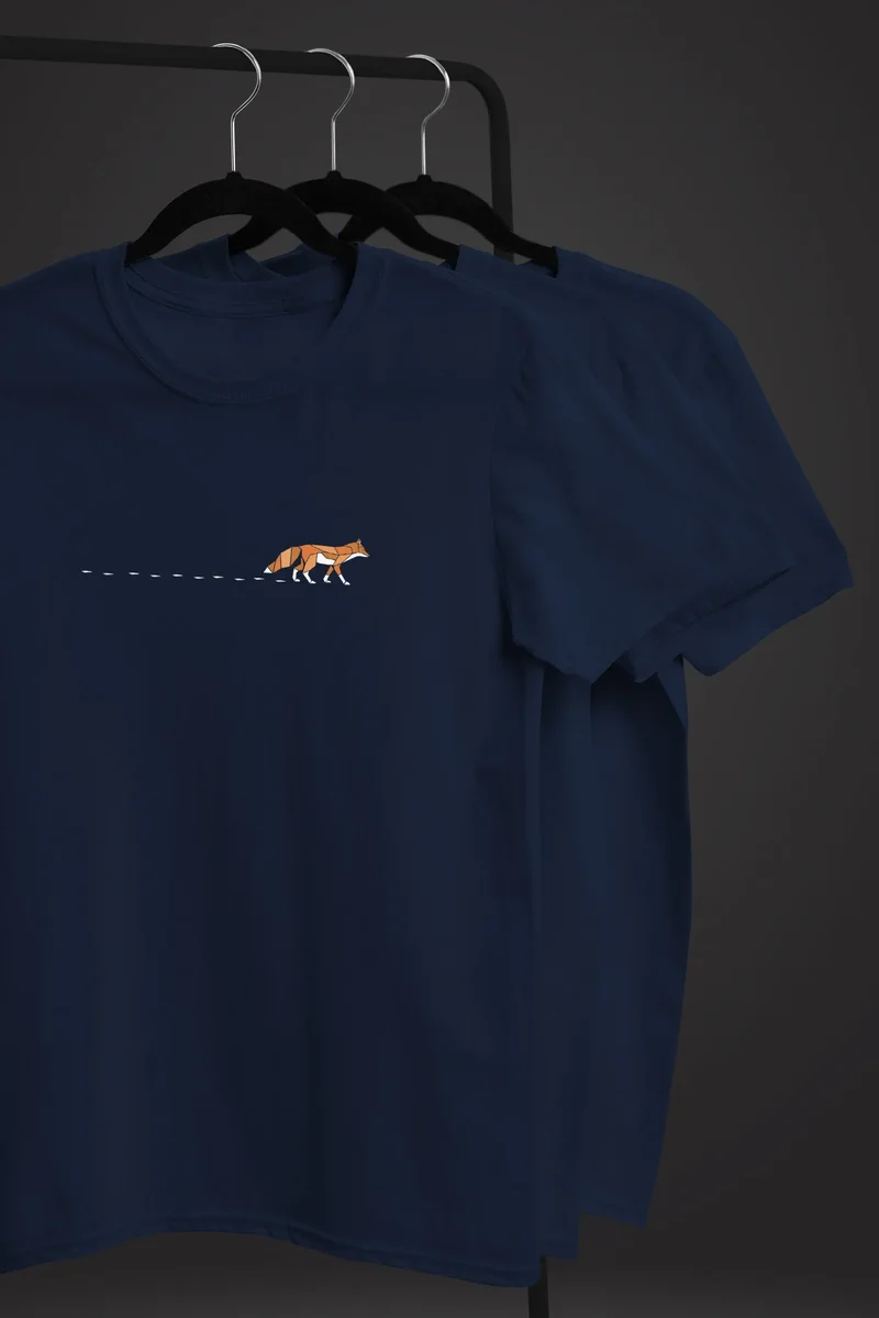 Herren T-Shirt Fuchs Fox Wald Tiermotiv Logo Print Badge Fashion Streetstyle