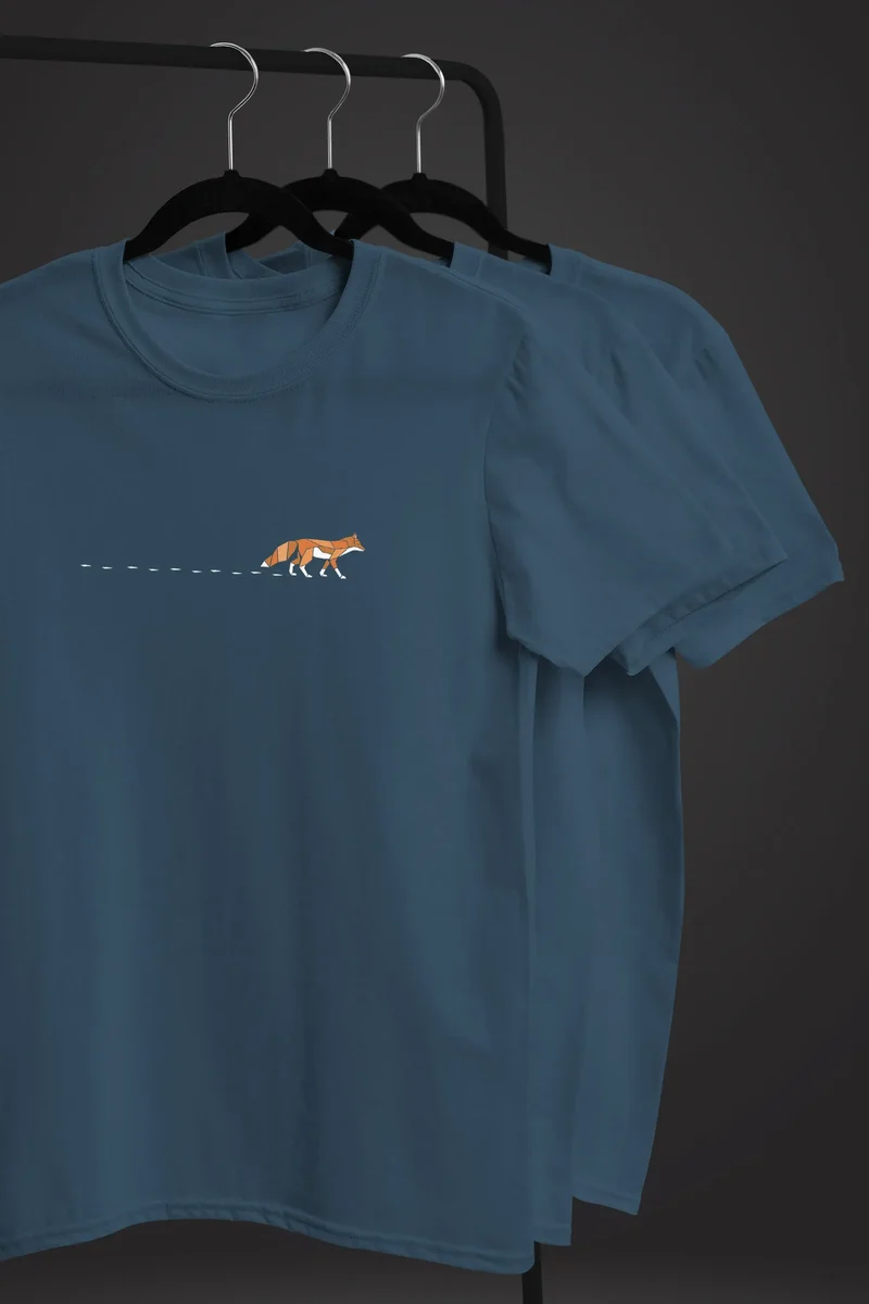 Herren T-Shirt Fuchs Fox Wald Tiermotiv Logo Print Badge Fashion Streetstyle