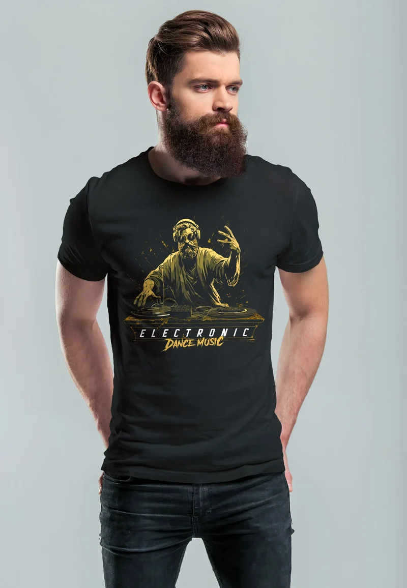 Herren T-Shirt Eletronic Dance Music MichelangeloTechno DJ Fashion Streetstyle