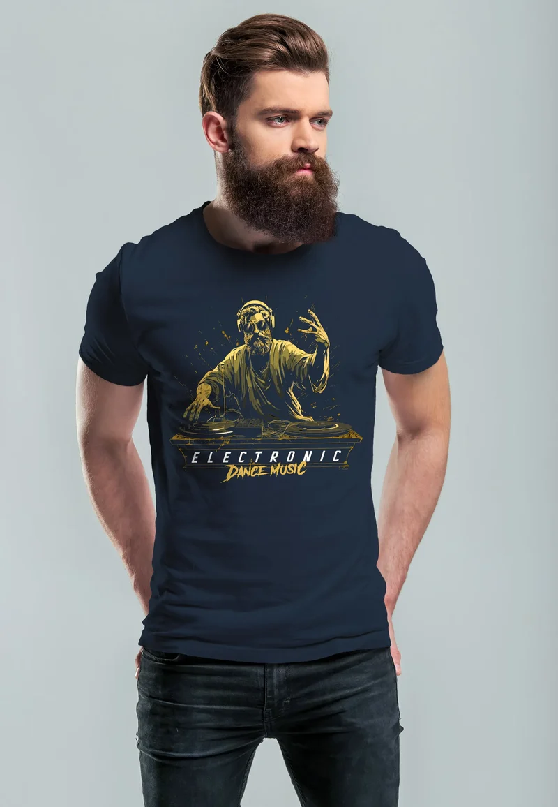 Herren T-Shirt Eletronic Dance Music MichelangeloTechno DJ Fashion Streetstyle