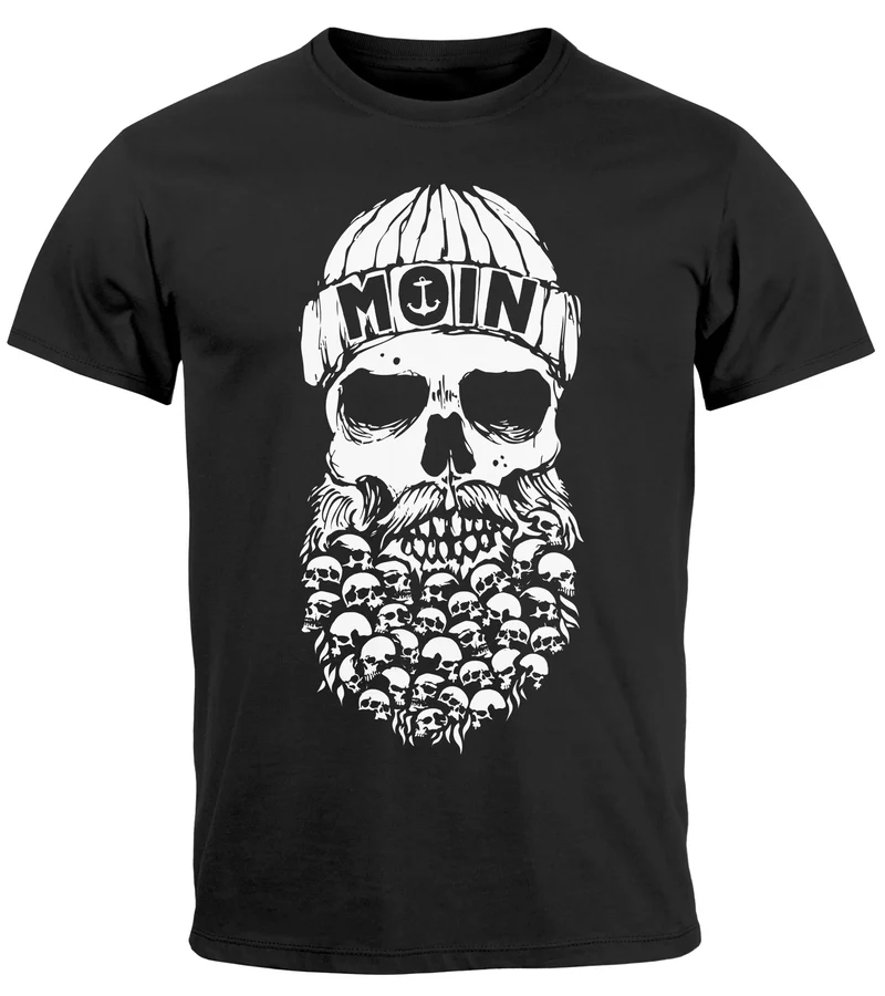Herren T-Shirt Totenkopf Nordisch Moin Hamburg Dialekt Skull Anker Fashion Streetstyle