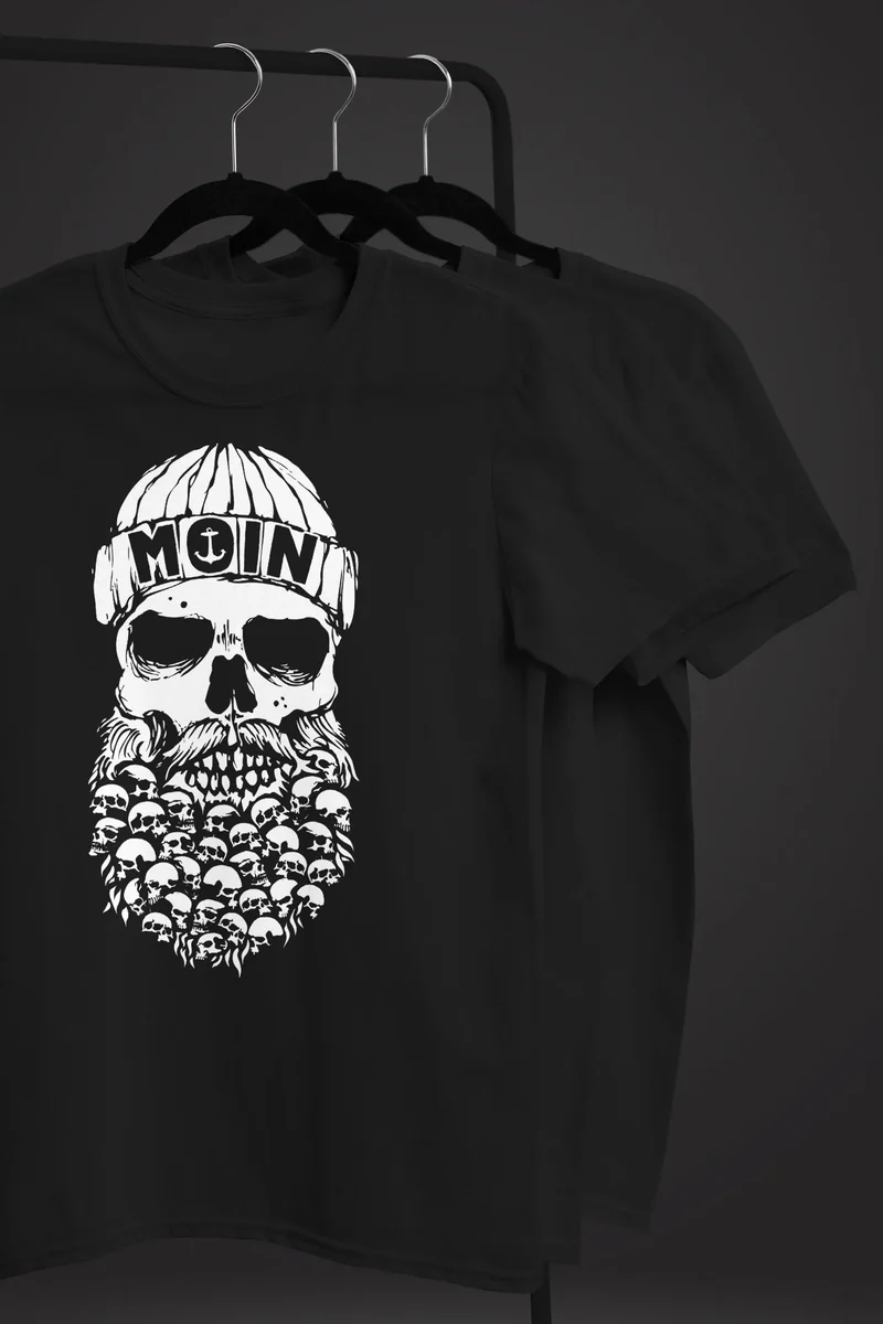 Herren T-Shirt Totenkopf Nordisch Moin Hamburg Dialekt Skull Anker Fashion Streetstyle