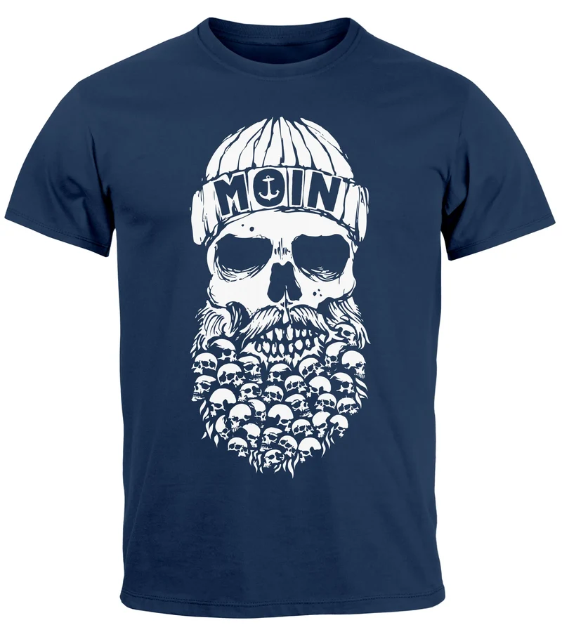 Herren T-Shirt Totenkopf Nordisch Moin Hamburg Dialekt Skull Anker Fashion Streetstyle