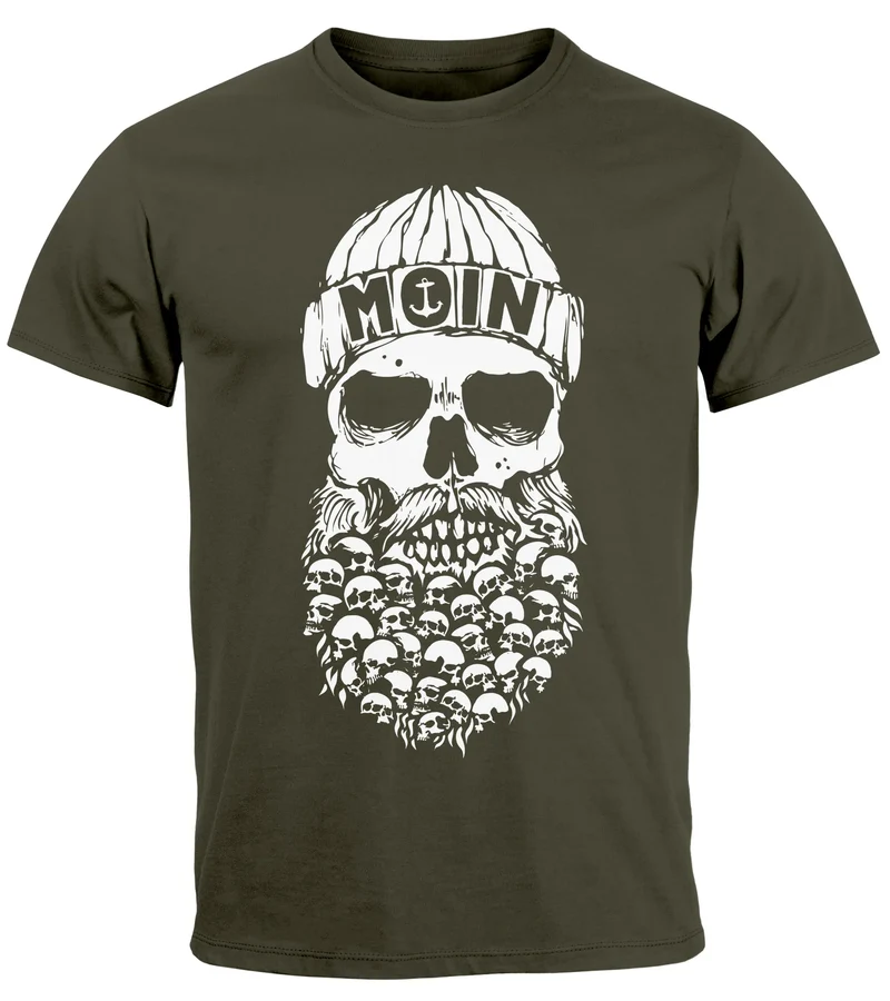 Herren T-Shirt Totenkopf Nordisch Moin Hamburg Dialekt Skull Anker Fashion Streetstyle