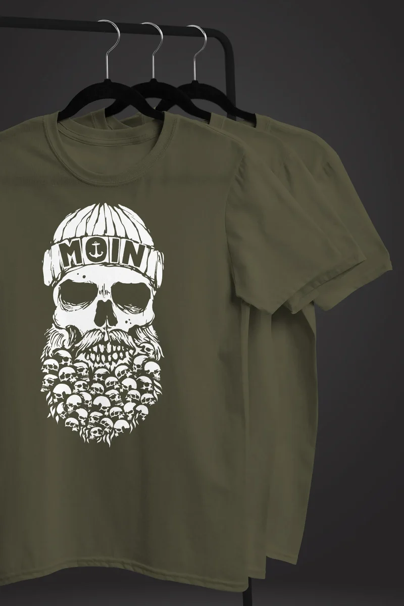 Herren T-Shirt Totenkopf Nordisch Moin Hamburg Dialekt Skull Anker Fashion Streetstyle