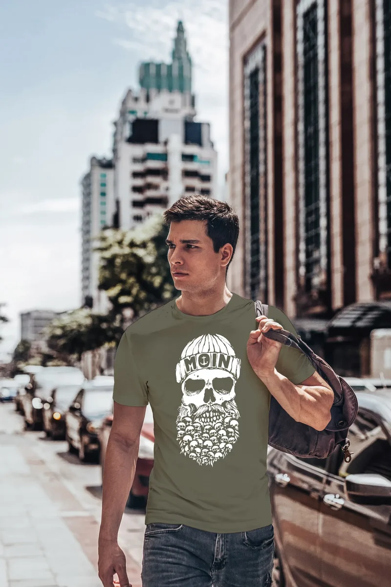Herren T-Shirt Totenkopf Nordisch Moin Hamburg Dialekt Skull Anker Fashion Streetstyle