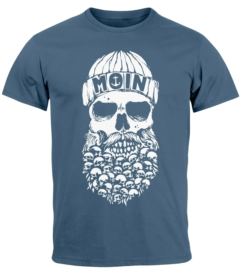 Herren T-Shirt Totenkopf Nordisch Moin Hamburg Dialekt Skull Anker Fashion Streetstyle