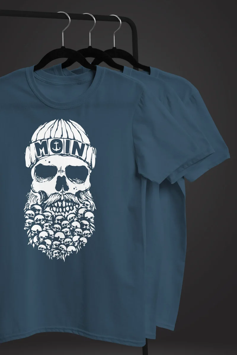 Herren T-Shirt Totenkopf Nordisch Moin Hamburg Dialekt Skull Anker Fashion Streetstyle