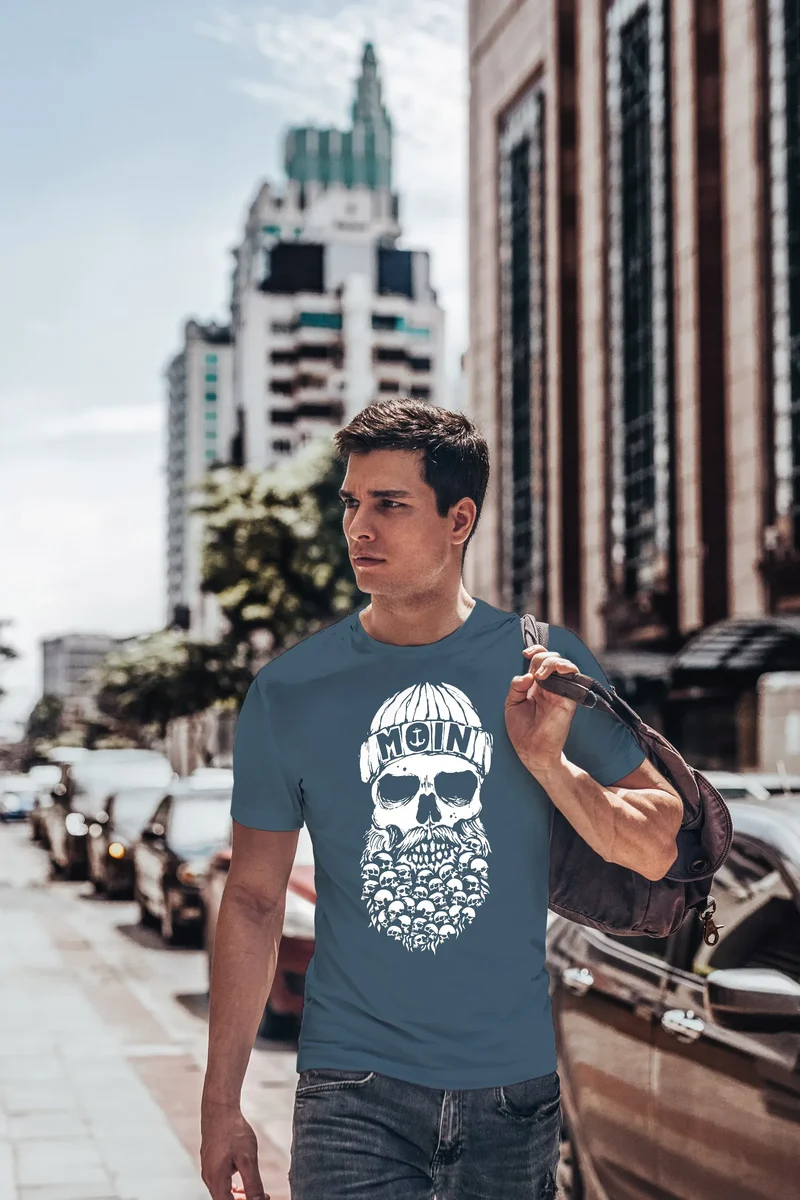 Herren T-Shirt Totenkopf Nordisch Moin Hamburg Dialekt Skull Anker Fashion Streetstyle