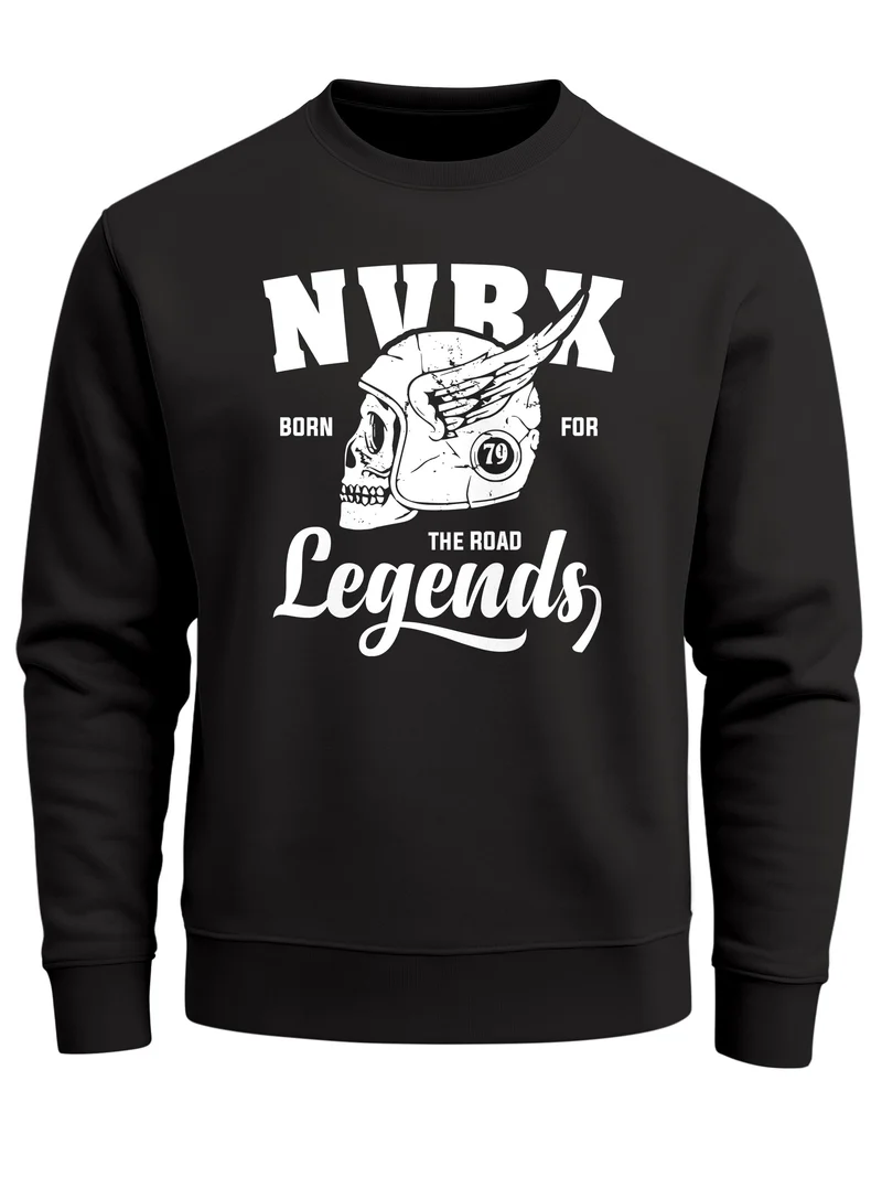 Herren Sweatshirt Biker Racer Shirt Helmet Wings Motorradhelm Flügel Skull Legends Rundhals-Pullover