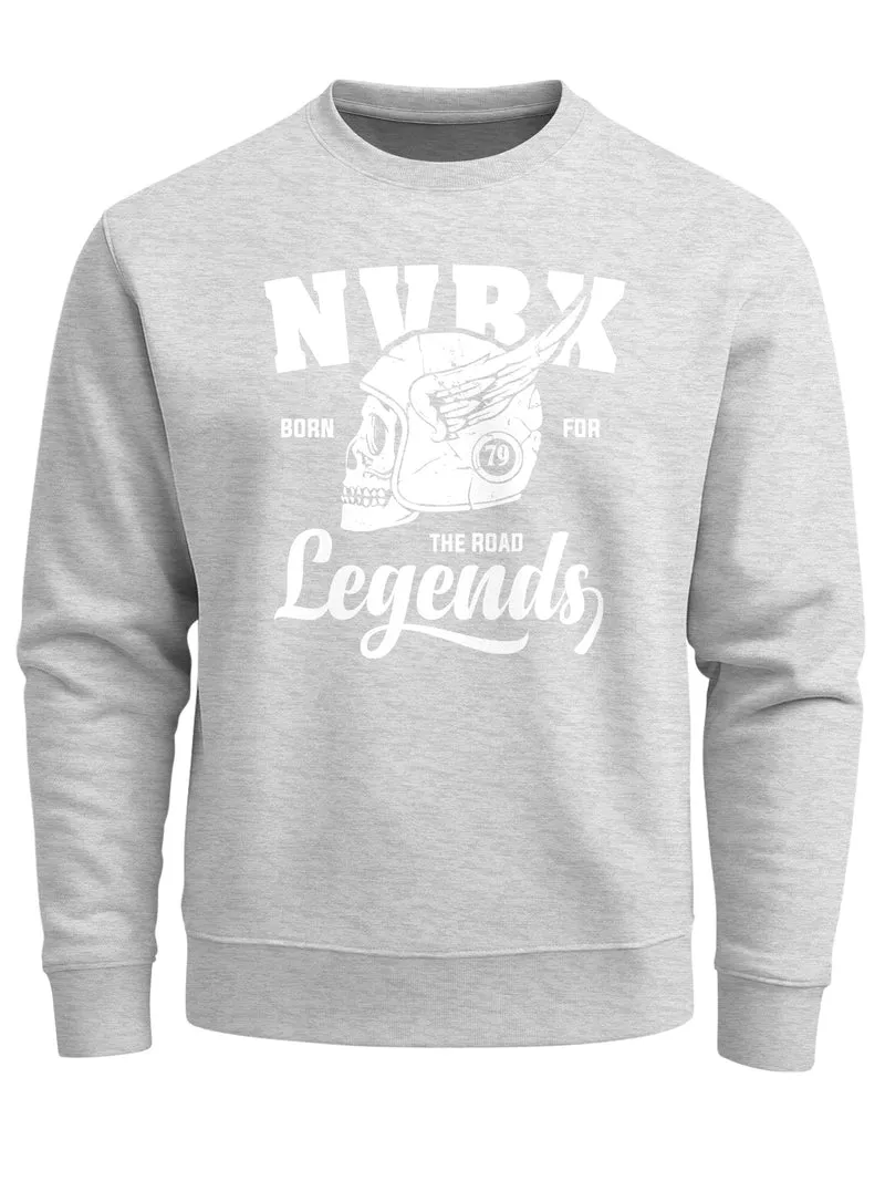 Herren Sweatshirt Biker Racer Shirt Helmet Wings Motorradhelm Flügel Skull Legends Rundhals-Pullover