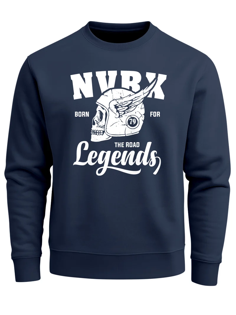 Herren Sweatshirt Biker Racer Shirt Helmet Wings Motorradhelm Flügel Skull Legends Rundhals-Pullover