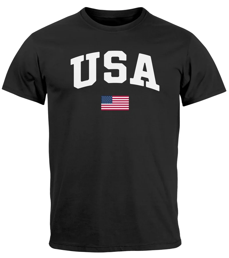 Herren T-Shirt USA Schriftzug College Retro US Flagge Amerika Fashion Streetstyle