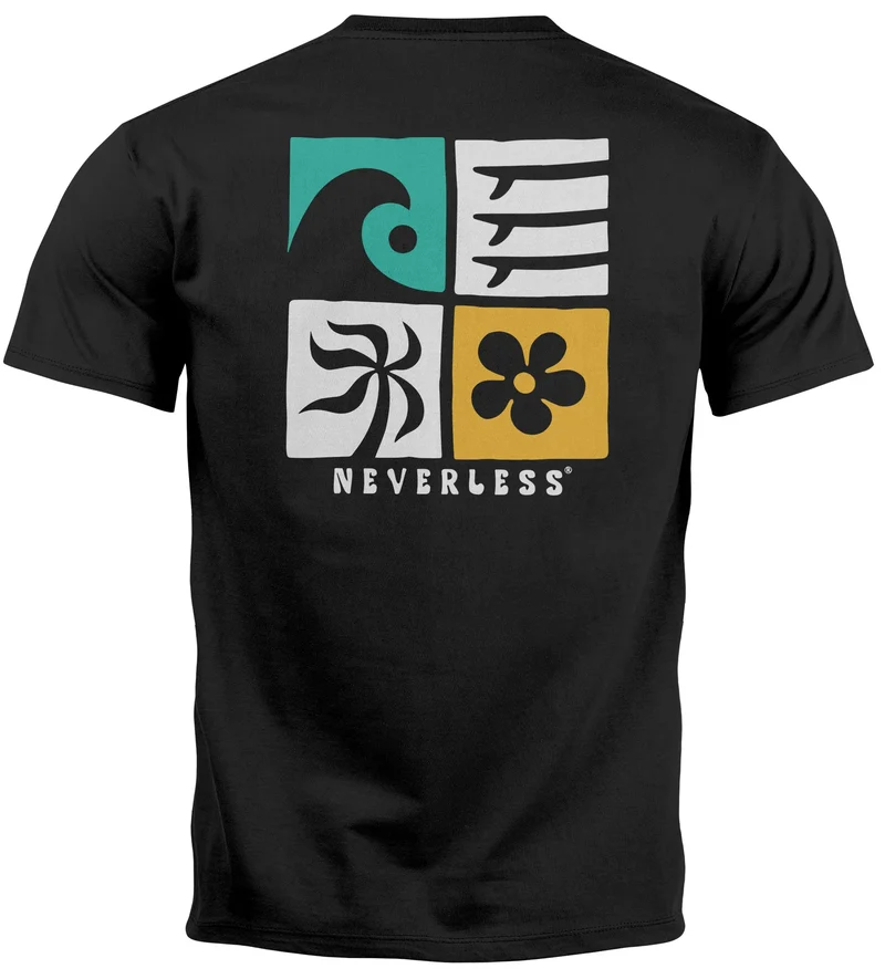 Herren T-Shirt Backprint Surfing Welle Meer Icon Printshirt Grafik Design Männer Fashion Streetstyle