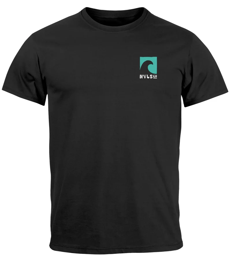 Herren T-Shirt Backprint Surfing Welle Meer Icon Printshirt Grafik Design Männer Fashion Streetstyle