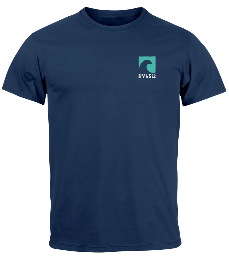 Herren T-Shirt Backprint Surfing Welle Meer Icon Printshirt Grafik Design Männer Fashion Streetstyle