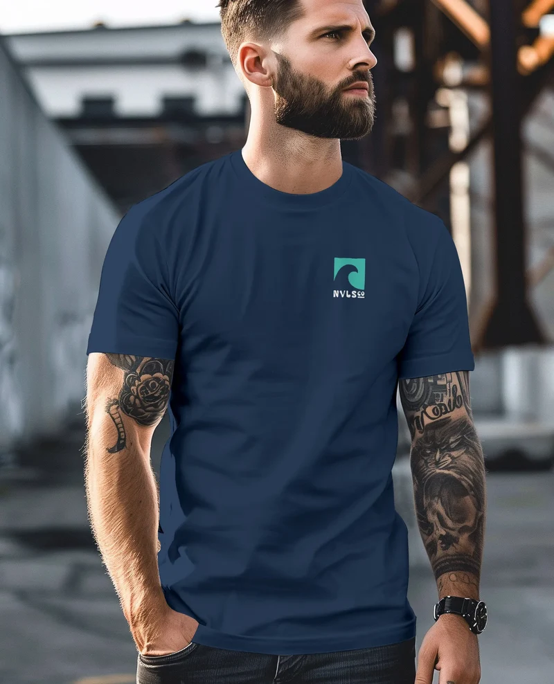 Herren T-Shirt Backprint Surfing Welle Meer Icon Printshirt Grafik Design Männer Fashion Streetstyle