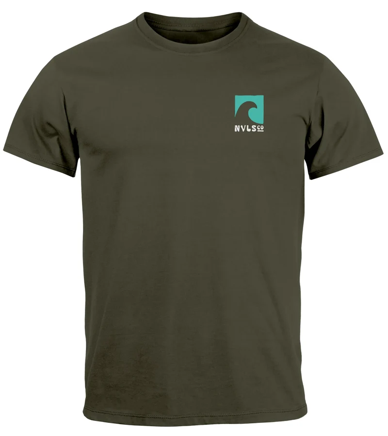 Herren T-Shirt Backprint Surfing Welle Meer Icon Printshirt Grafik Design Männer Fashion Streetstyle