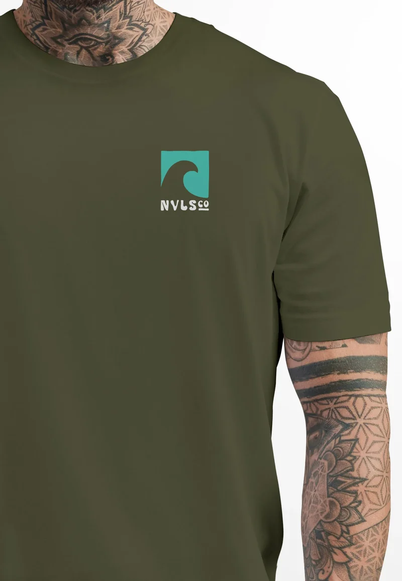 Herren T-Shirt Backprint Surfing Welle Meer Icon Printshirt Grafik Design Männer Fashion Streetstyle