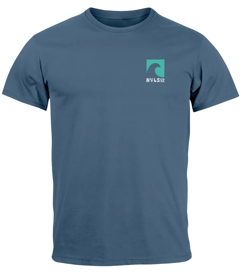 Herren T-Shirt Backprint Surfing Welle Meer Icon Printshirt Grafik Design Männer Fashion Streetstyle