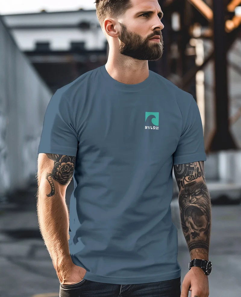 Herren T-Shirt Backprint Surfing Welle Meer Icon Printshirt Grafik Design Männer Fashion Streetstyle