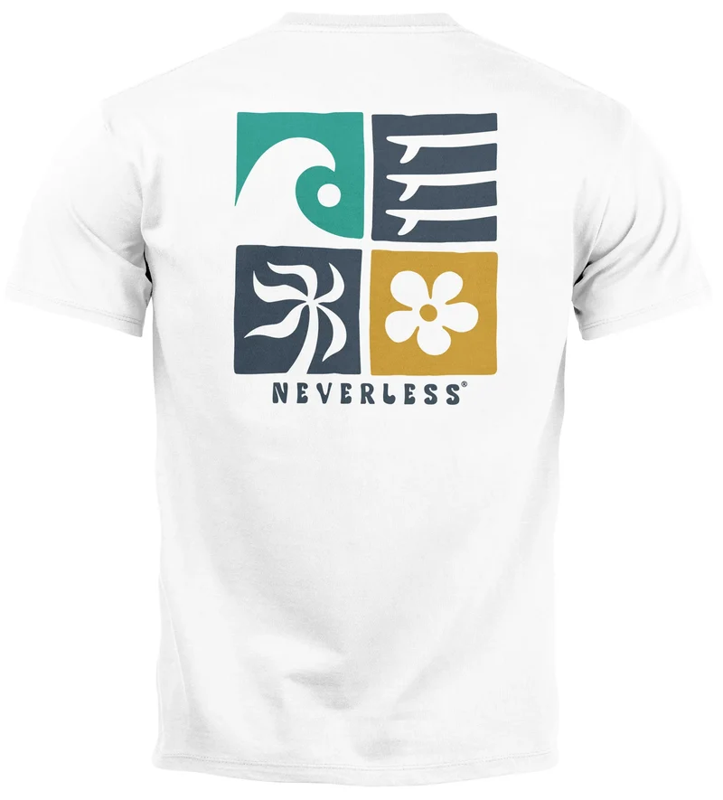 Herren T-Shirt Backprint Surfing Welle Meer Icon Printshirt Grafik Design Männer Fashion Streetstyle
