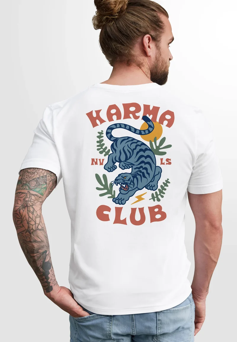 Herren T-Shirt Backprint Tiger Motiv Rückenprint und Brustlogo Sommer Fashion Streetstyle