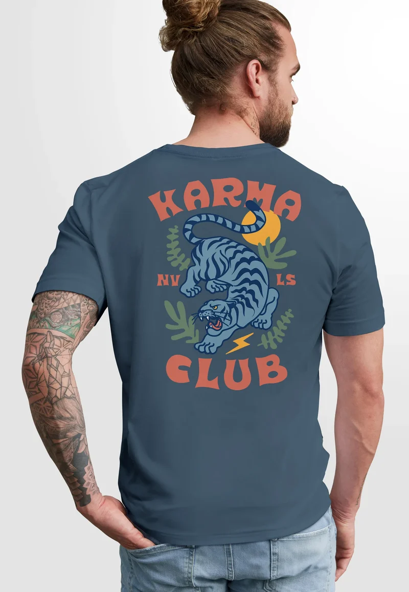 Herren T-Shirt Backprint Tiger Motiv Rückenprint und Brustlogo Sommer Fashion Streetstyle