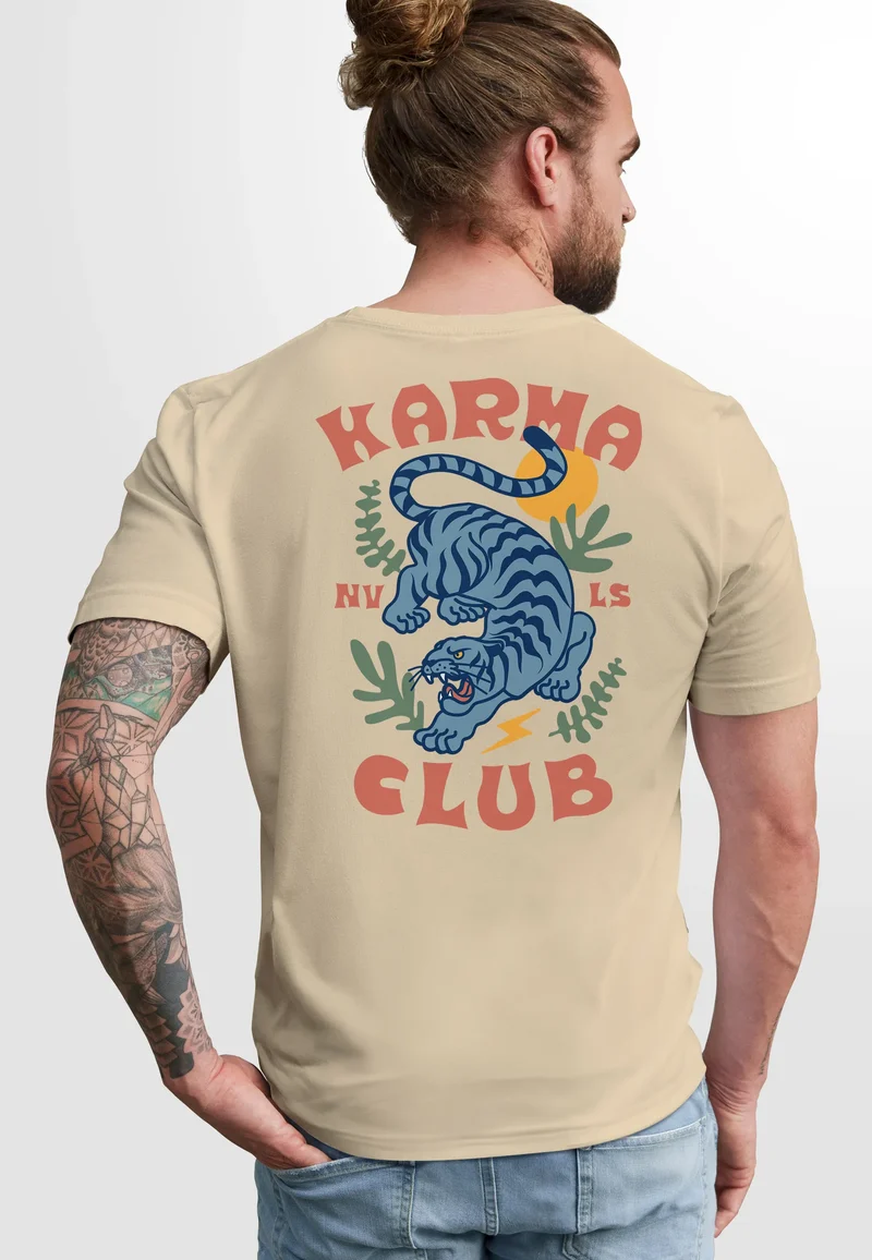 Herren T-Shirt Backprint Tiger Motiv Rückenprint und Brustlogo Sommer Fashion Streetstyle
