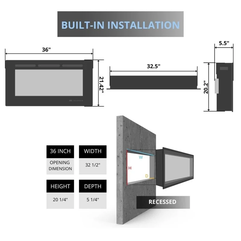 Touchstone Sideline 36-inch Electric Fireplace