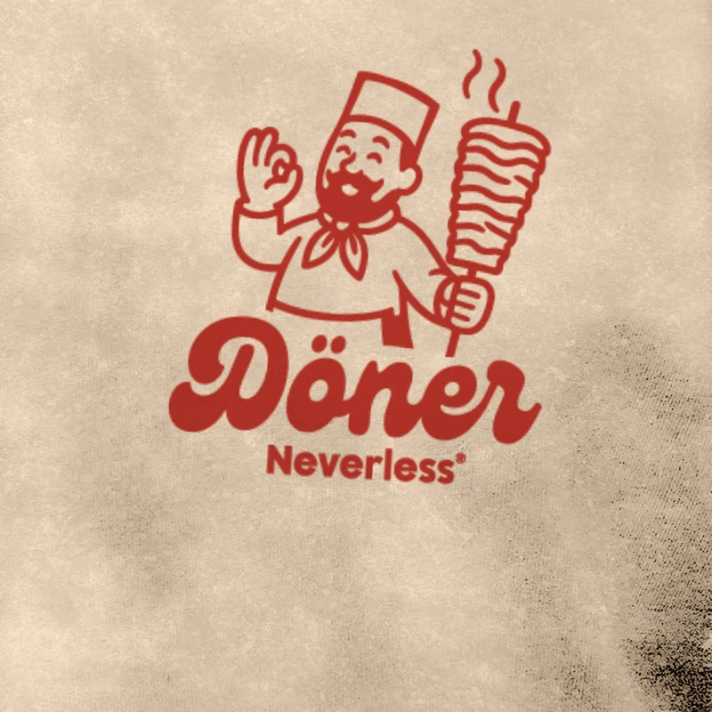 Herren Vintage T-Shirt Backprint Döner Kebab Retro Design ComicStil Printshirt T-Shirt Aufdruck Used Look
