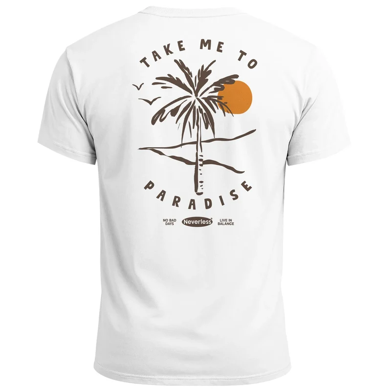 Herren T-Shirt Backprint Palmen Aufdruck Sommer Grafikshirt Urlaub Strand Fashion Streetstyle Printshirt Baumwolle