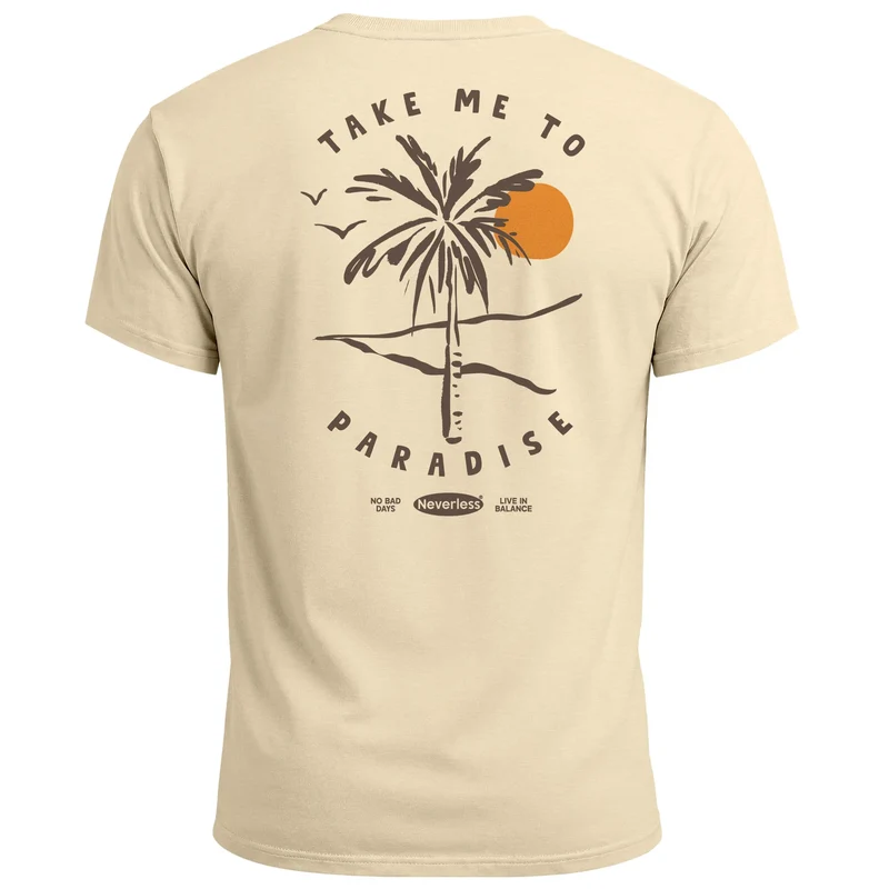Herren T-Shirt Backprint Palmen Aufdruck Sommer Grafikshirt Urlaub Strand Fashion Streetstyle Printshirt Baumwolle