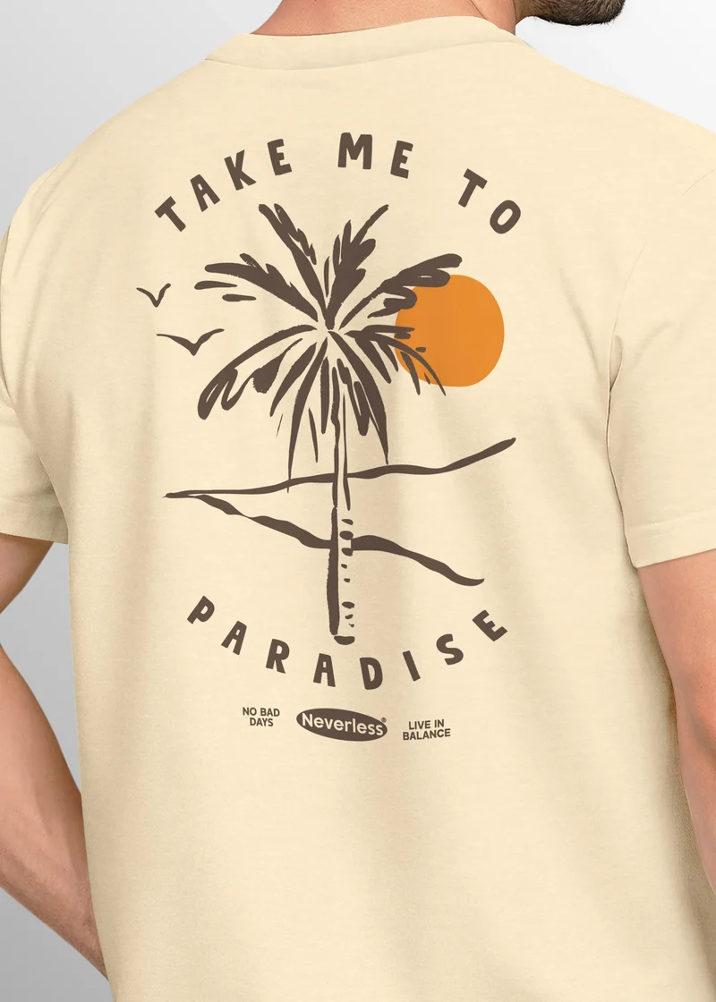 Herren T-Shirt Backprint Palmen Aufdruck Sommer Grafikshirt Urlaub Strand Fashion Streetstyle Printshirt Baumwolle