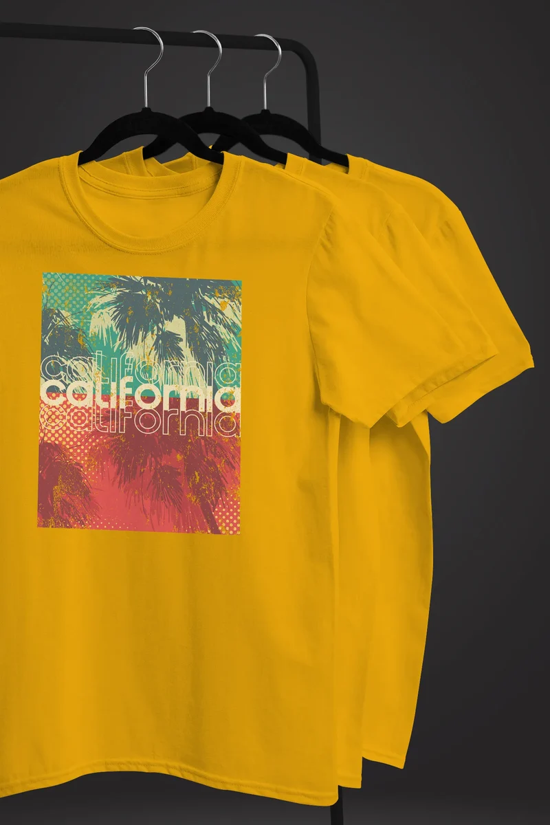 Herren T-Shirt Top California Palmen Sommer Foto Print Aufdruck Abstrakt Fashion Streetstyle