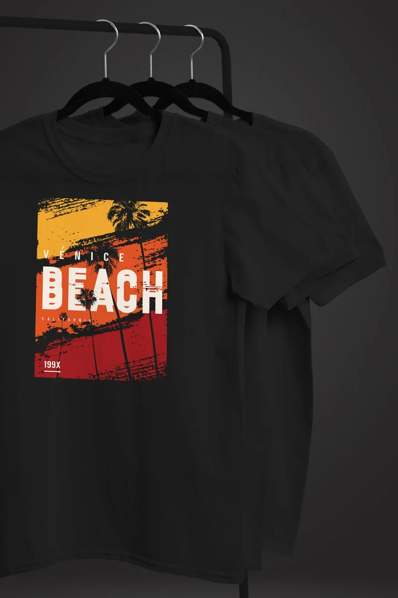Herren T-Shirt Sommer Venice Beach Surfing Motiv Aufdruck Strand Palmen Fashion Streetstyle