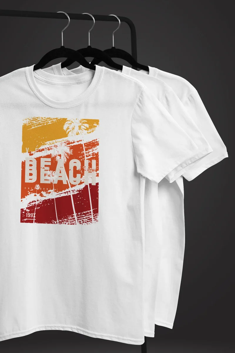 Herren T-Shirt Sommer Venice Beach Surfing Motiv Aufdruck Strand Palmen Fashion Streetstyle